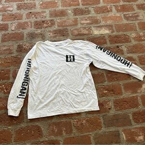 Hoonigan Glitch Bracket Long Sleeve white and black 100% cotton T-Shirt
